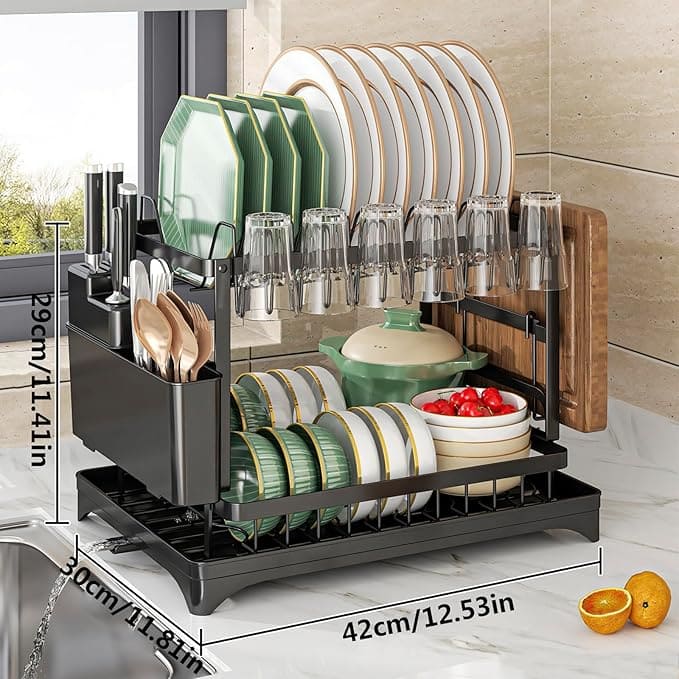 Escurridor de platos Deluxe 2 niveles® - Acero Inoxidable Carbonado