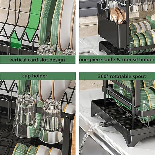 Escurridor de platos Deluxe 2 niveles® - Acero Inoxidable Carbonado