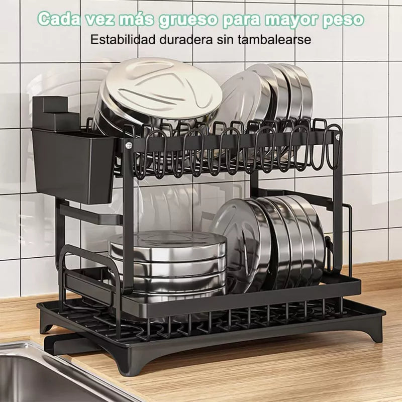 Escurridor de platos Deluxe 2 niveles® - Acero Inoxidable Carbonado