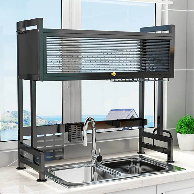 Escurridor y Organizador de platos de Acero con tapa de Policarbonato® /85cm