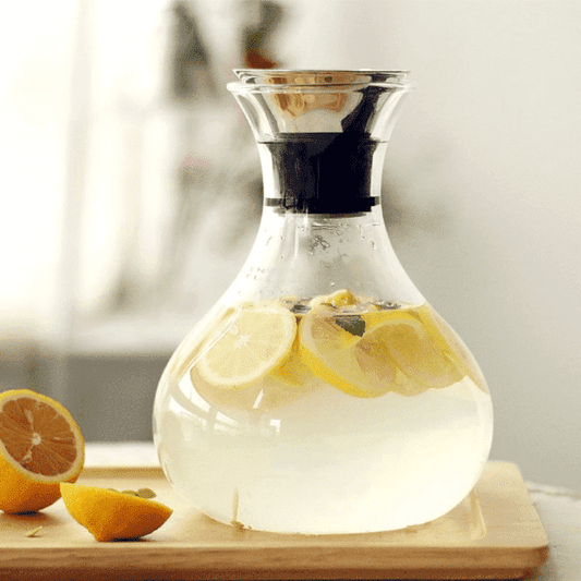 Jarra Fuji® - 1.6 Lts / Vidrio Borosilicato con tapa de Acero inoxidable.