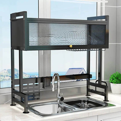 Escurridor y Organizador de platos de Acero con tapa de Policarbonato® /85cm