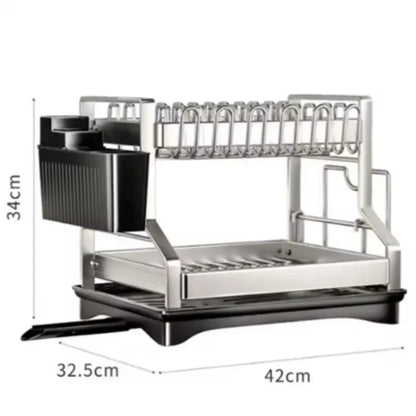 Elegante Escurridor hecho 100% Acero Inoxidable| 2 niveles + Sistema de Drenaje |🚛 Envio gratis y paga al recibir)