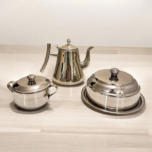 Kit de Cocina Acero Inoxidable (Jarra+Quesera+Azucarera)
