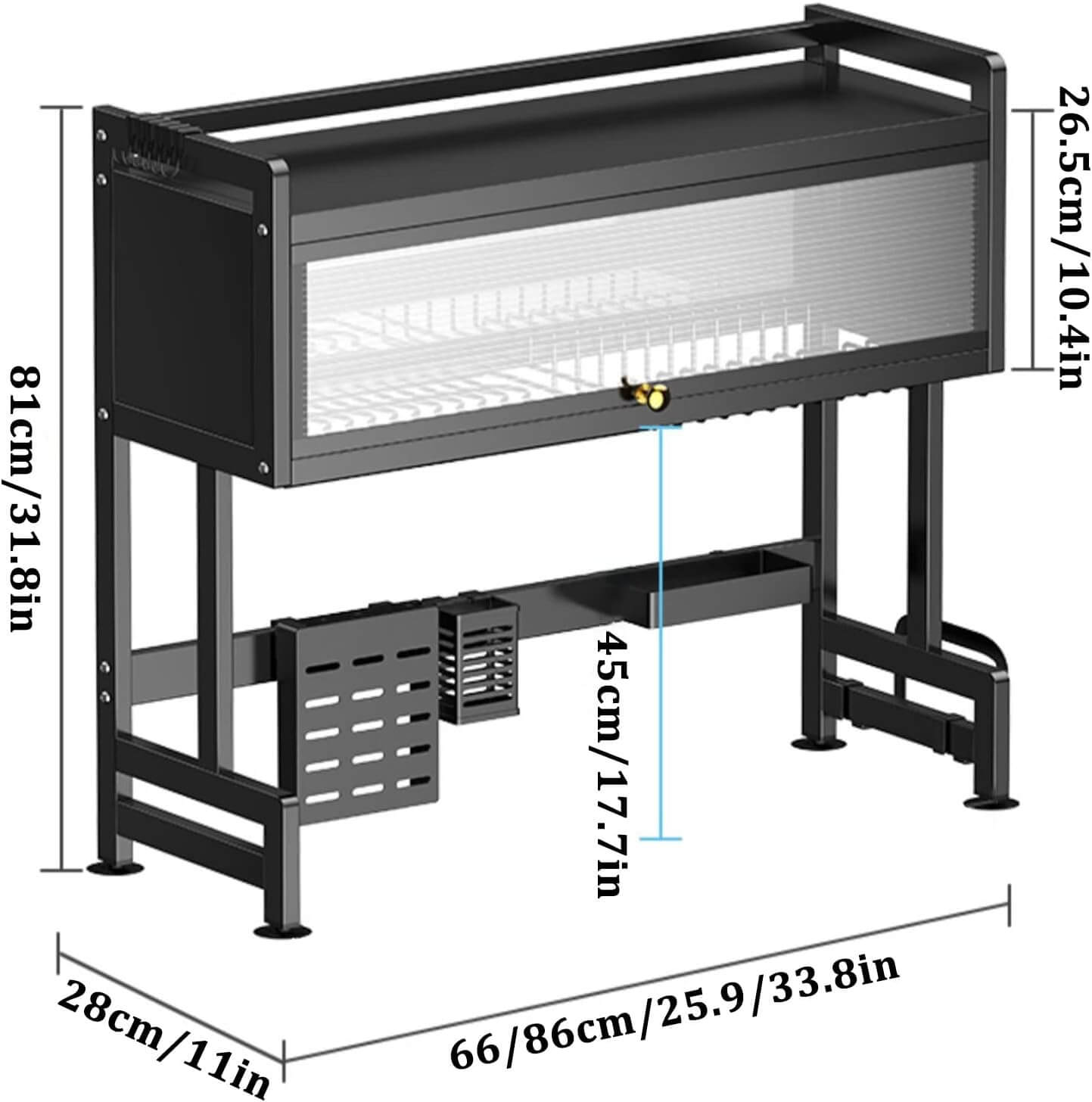 Escurridor y Organizador de platos de Acero con tapa de Policarbonato® /85cm